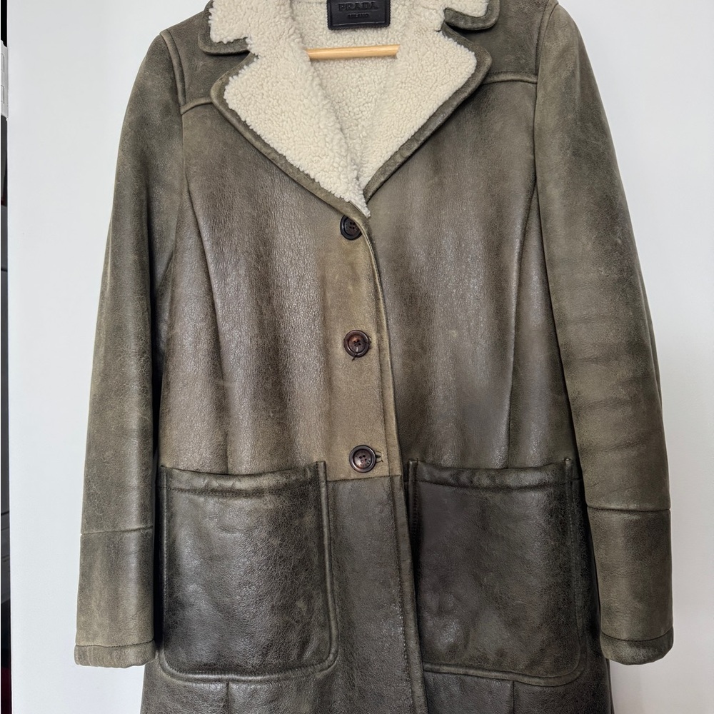 PRADA Olive Green Shearling Coat